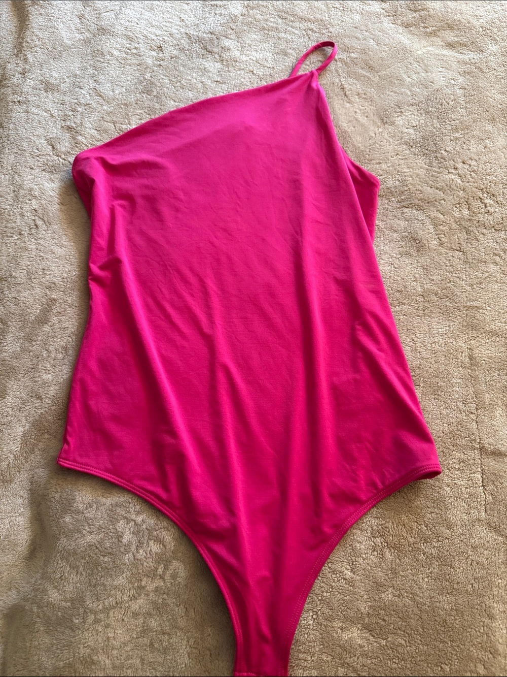 Express One-Shoulder Hot Pink Bodysuit